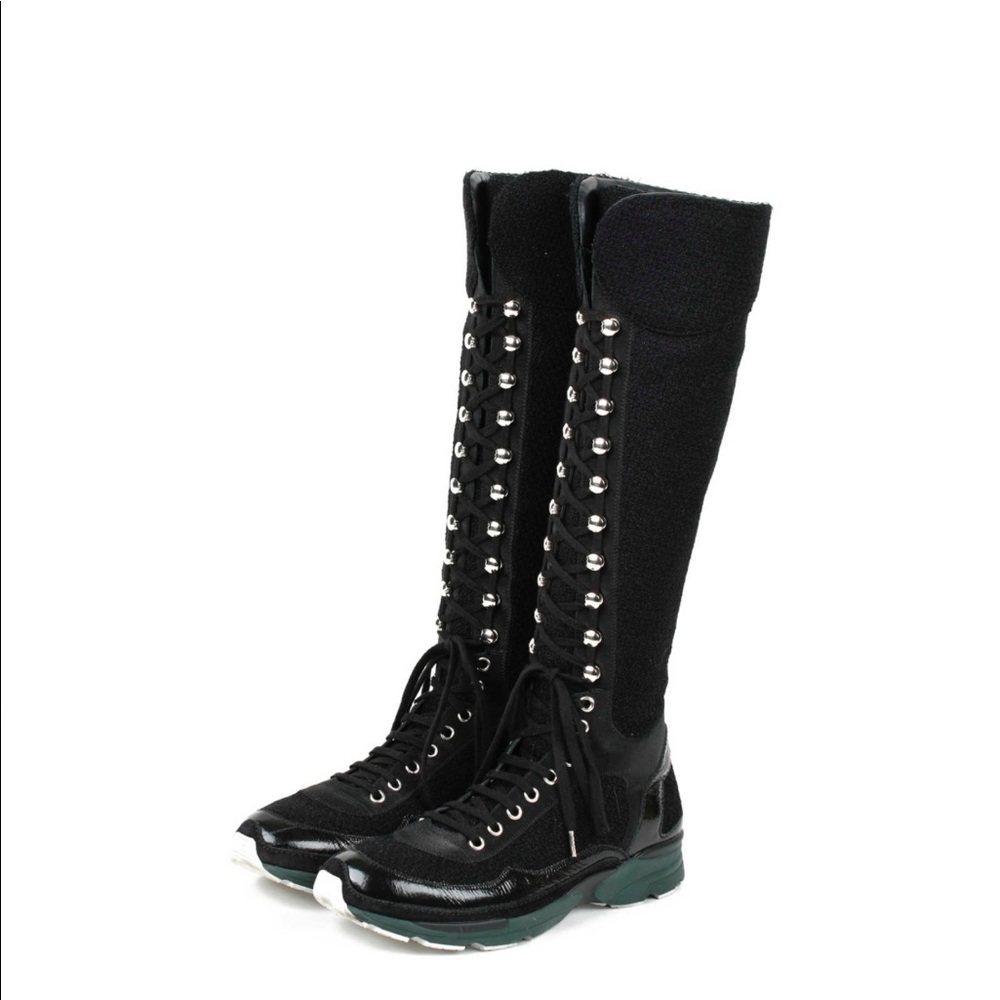CHANEL

Tweed Sneaker Boot SZ 38
